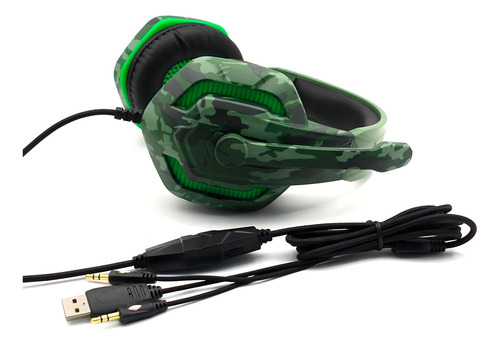 Audifonos Gamer Pc Ps4 Xbox Komc G312 Mic Camuflajeados Led Color Camuflado verde oscuro