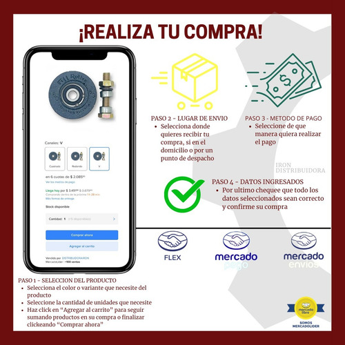 Perno Con Ruleman 40mm X2 Ud Para Portones Levadizos