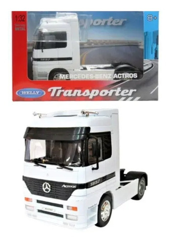 Welly 1:32 Chata Mercedes Benz Actros Blanco Caja Individual