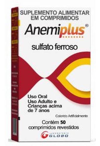 Anemiplus Sulfato Ferroso 270mg (29mg Ferro Elementar) 50 Cp Sabor Framboesa