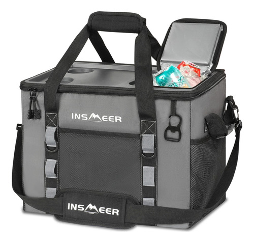 INSMEER Bolsa Térmica 70 Latas Tampa Dura Dobrável com 2 Porta-Copos, Impermeável e Portátil Cooler para Praia e Acampamento