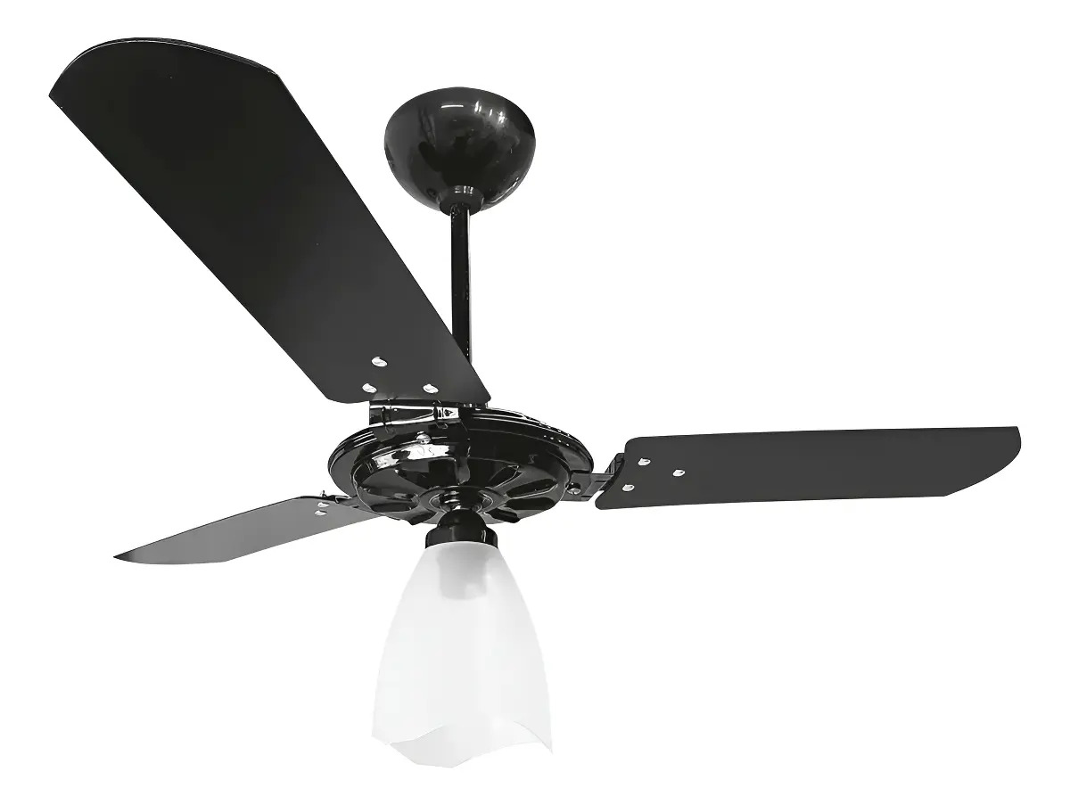 Ventilador de Teto Ventex Yris Preto Com Luz Pás Reversíveis