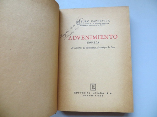 Advenimiento Arturo Capdevila Editorial Losada 1947