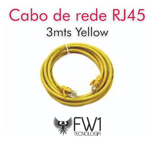Imagem 1 de 6 de Kit Com 10 Cabos De Rede Path Cord Cat5e Rj45 3mts Yellow
