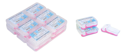 90 Hilo Dental Con Mango Flosspick Aplicador Rosa Blanco