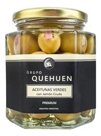 Aceitunas Verdes Rellenas Con Jamón Crudo Quehuen - 200grs