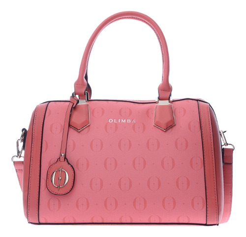 Bolsa Satchel Olimba Mujer De Moda Con Asa Y Correa 88521 Rosa Lisa Oro