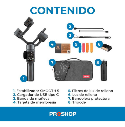Imagen 10 de 10 de Estabilizador Celular Gimbal Tripode Zhiyun Smooth 5 Combo !