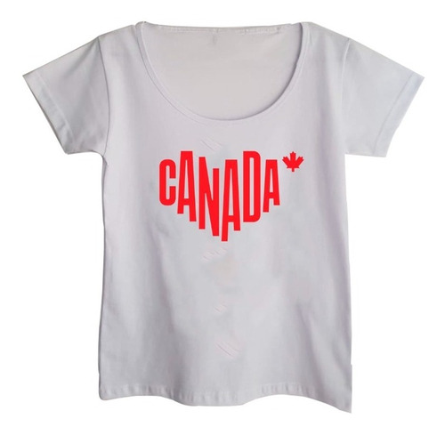 Remera Mujer Escote Redondo -  I Love Canada Logo