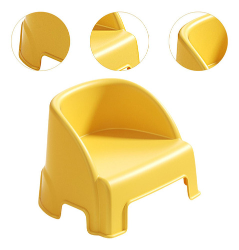 Taburete Pequeño Con Respaldo, Reposapiés, Amarillo