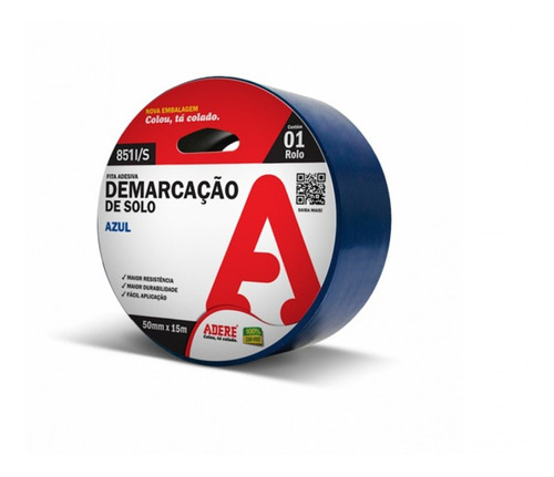 Fita Demarcação De Solo 50mmx15m Azul Adere