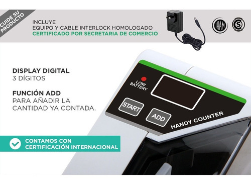 Imagen 7 de 9 de Máquina De Contar Billetes Portátil Contadora Billetes Mano