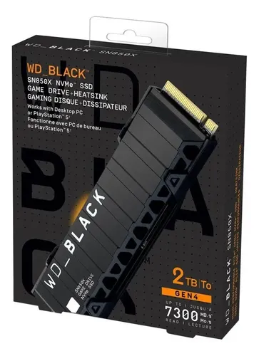 Ssd Wd Black Sn850x 2tb Nvme M.2 2280 Dissipador Wds200t2xhe Preto