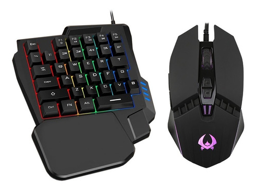 Kit Teclado Una Mano Mouse Gamer Celular 4000dpi Rgb 