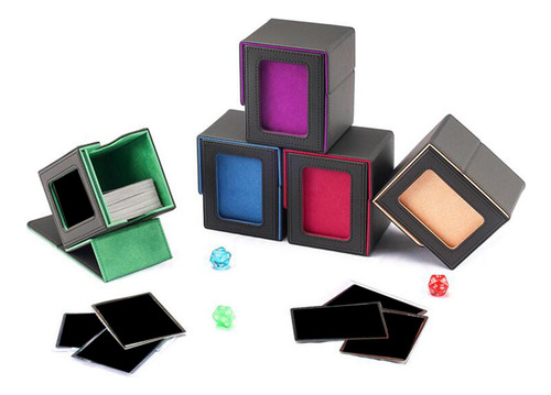 Caja De Almacenamiento Para Mazos De Cartas, Forro Azul