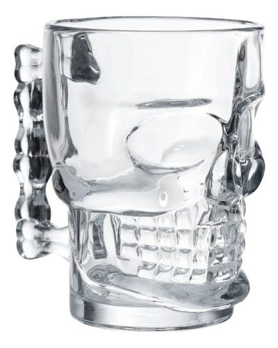 Caneca De Chopp Caveira 525ml Vidro Transparente Cerveja