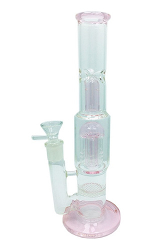 Bong Pyrex Vidrio Doble Percolador Atrapa Hielo Rosado