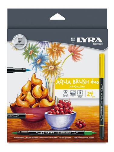 Plumones Lyra Aqua Brush Duo 24 Pzs