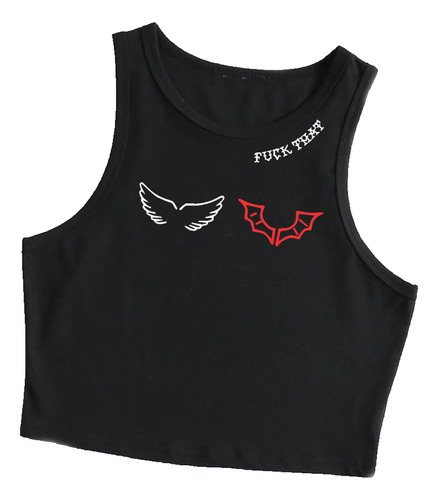 Remera Duki Tatuajes Alas Corta Musculosa Top Duko Rockstar 