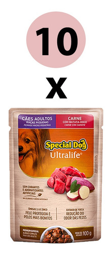 Kit 10 Ração Úmida Special Dog Ultralife P/ Cães Ad Car 100g