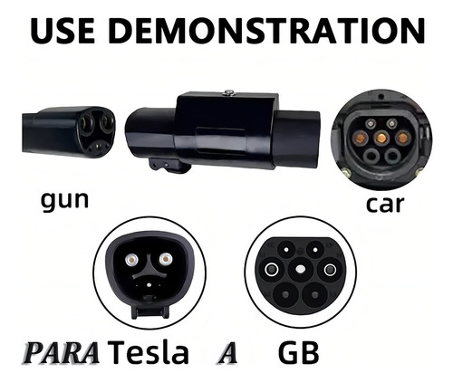 Adaptador Auto Eléctrico A Gbt , Para Tesla Vehículos Byd, Jac Color Negro