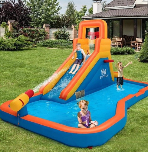 Mega Piscina Con Tobogan  Inflable 4 En 1