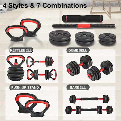 Set 20kg Kettlebell Y Mancuernas Ajustables Para Entrenar