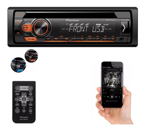 Toca Cd Mp3 Player Pioneer Rádio Fm Som Carro Deh 1180 Usb