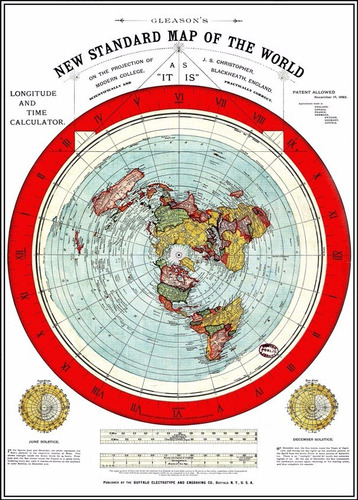 Mapa Do Mundo Gleason 30x40cm Terra Plana Enfeite Para Sala