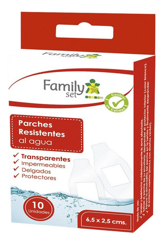 Parche Curita Transparente Resistente Agua 10unid Family Set