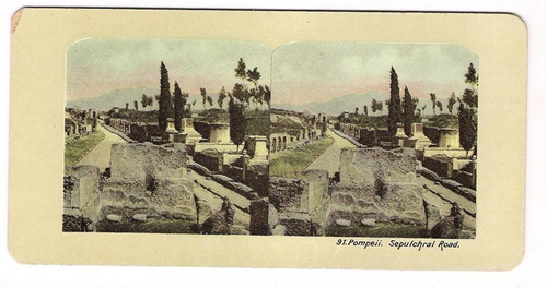 Foto Estereoscopica Stereo Antigua Pompeya Sepulcro B4