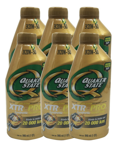 20w50 Quaker State Xtr Pro Tecnología Sintética 6 Litros