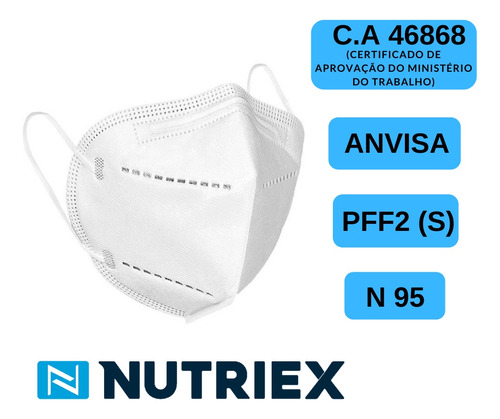 Kit 3 Máscaras Pff2 Proteção 5 Camadas Cor Branco Nutriex
