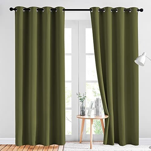 Cortinas Opacas De Aislamiento Termico 52x84in Verde Olivo