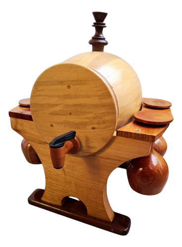 Barril De Madera Bar Vinos Con 4 Copas Madera 1.5l Elegante