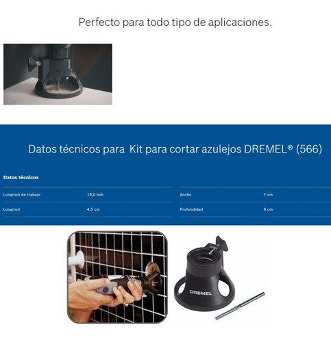 Set Corte Azulejos P/minitorno Dremel 566 Guia + Broca - Fdn