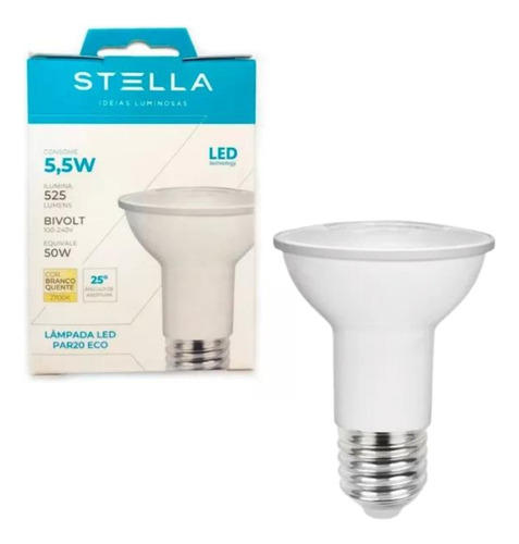 Kit 6x Lâmpada Par20 Stella 5,5w 2700k Sth9020/27 Cor Da Luz Branco-quente 110v/220v