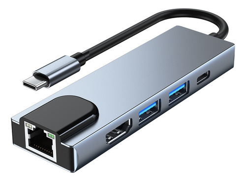 Hub 5 En 1 Usb C Usb 3 Hdmi 4k Pd Lan Rj45 Gigabit 1000mbps