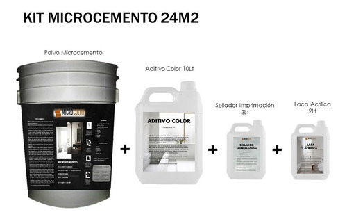 Kit De Microcemento 24m2 Microcolor Incluye Laca Y Sellador