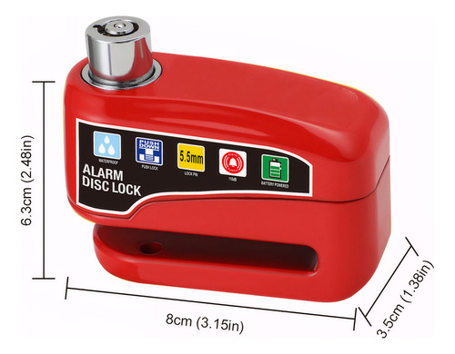 Hapemein ® Alarma Motocicle Bloqueo Impermeable Freno Disco De Candado