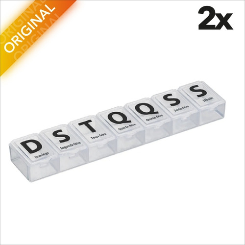 Imagem 1 de 5 de Kit 2x Porta Comprimidos/ Remédio Organizador Semanal Caixa