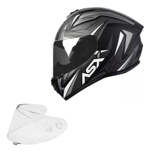 Capacete Asx Moto Vector Preto Masculino Esportivo + Viseira