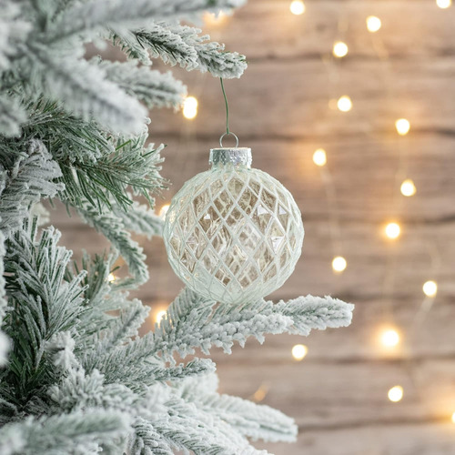 Divinas Esferas De Navidad Blancas Grandes Vidrio Transparen