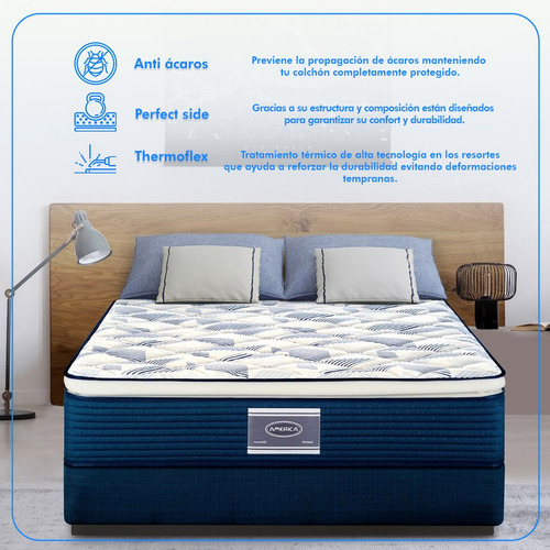 Colchón Queen Size De Resorte América Mabel 28cm Medio
