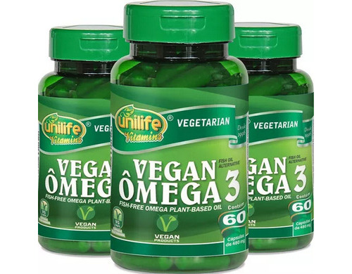 Kit 3 Vegan Omega 3 Vegetal - Unilife - 180 Cápsulas