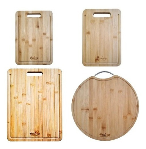 Set X4 Tablas Madera Bambu Picar Pizzera Asado Hudson