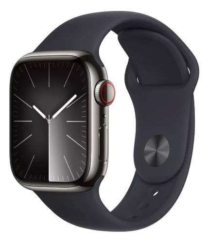 Apple Watch Series 9 GPS + Celular • Caja de acero inoxidable color grafito de 45 mm • Correa deportiva color medianoche - M/L - Distribuidor Autorizado