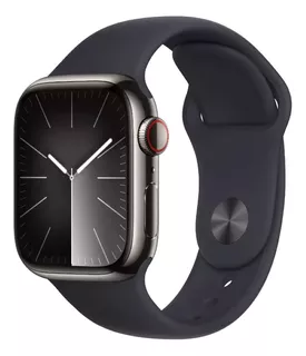 Apple Watch Series 9 GPS + Cellular • Caixa grafite de aço inoxidável – 45 mm • Pulseira esportiva meia-noite – M/G - Distribuidor Autorizado