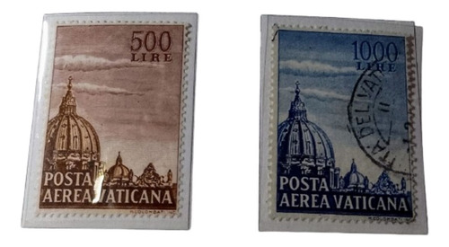 2 Estampillas Vaticano Posta Aerea Yt. 22/23 - 1953