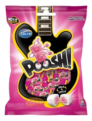 Caramelo Poosh Tutti Frutti Com Recheio De Chiclete 500g